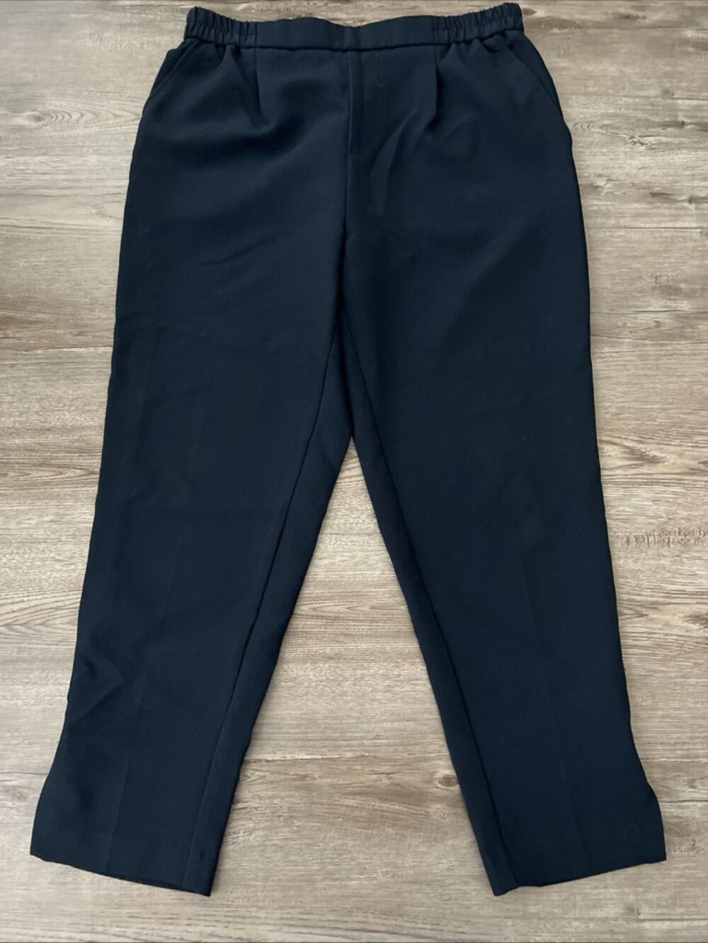 Anthropologie Pleated‎ Tapered Ankle Pants Womens Small Navy Blue Pull On